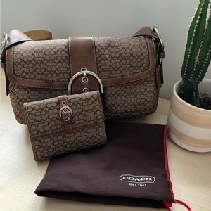 Vintage Coach Shoulder Bag + Matching Wallet